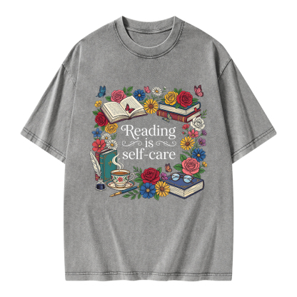 Pagewings Reading Is Self Care Unisex Washed T-shirt