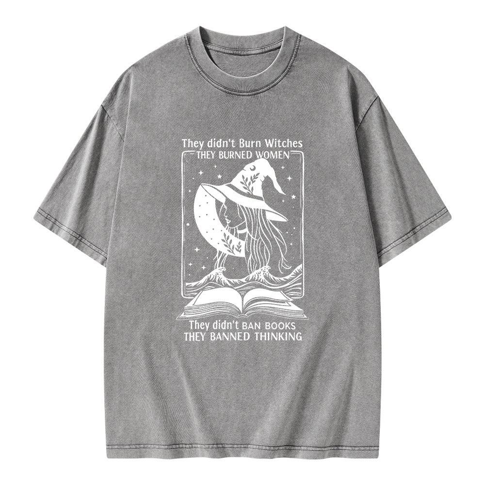 Pagewings They Banned Thinking Unisex Washed T-shirt