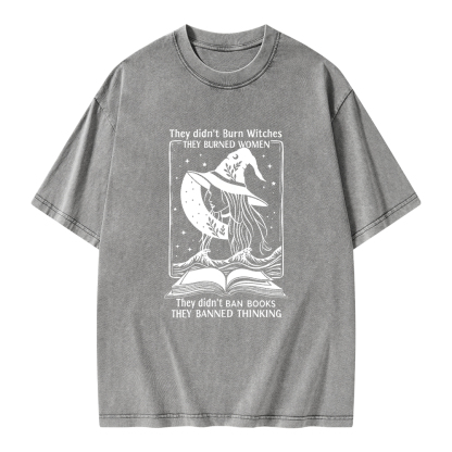 Pagewings They Banned Thinking Unisex Washed T-shirt