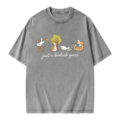 Pagewings Just A Bookish Goose Unisex Washed T-shirt