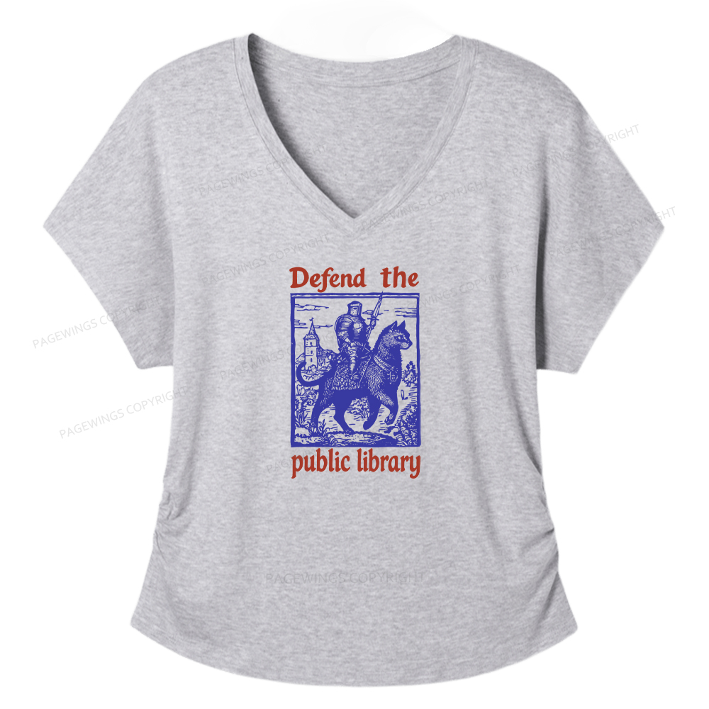 Pagewings Defend the Public Library Soft Women's Modal V-neck T-shirt  