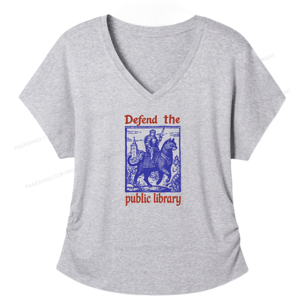 Pagewings Defend the Public Library Soft Women's Modal V-neck T-shirt  