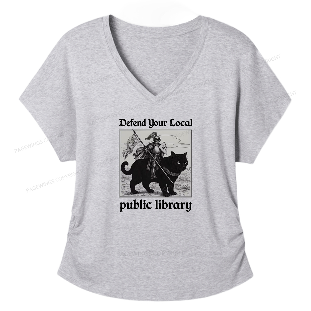 Pagewings Defend Your Local Public Library Women's Modal V-neck T-shirt  