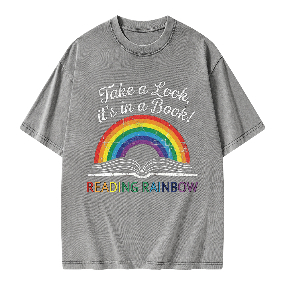 Pagewings Reading Rainbow Unisex Washed T-shirt