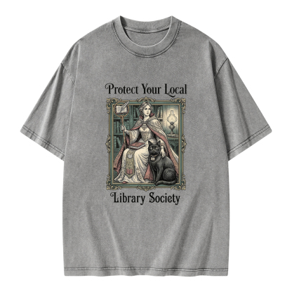Pagewings Defend Your Local Public Library Unisex Washed T-shirt