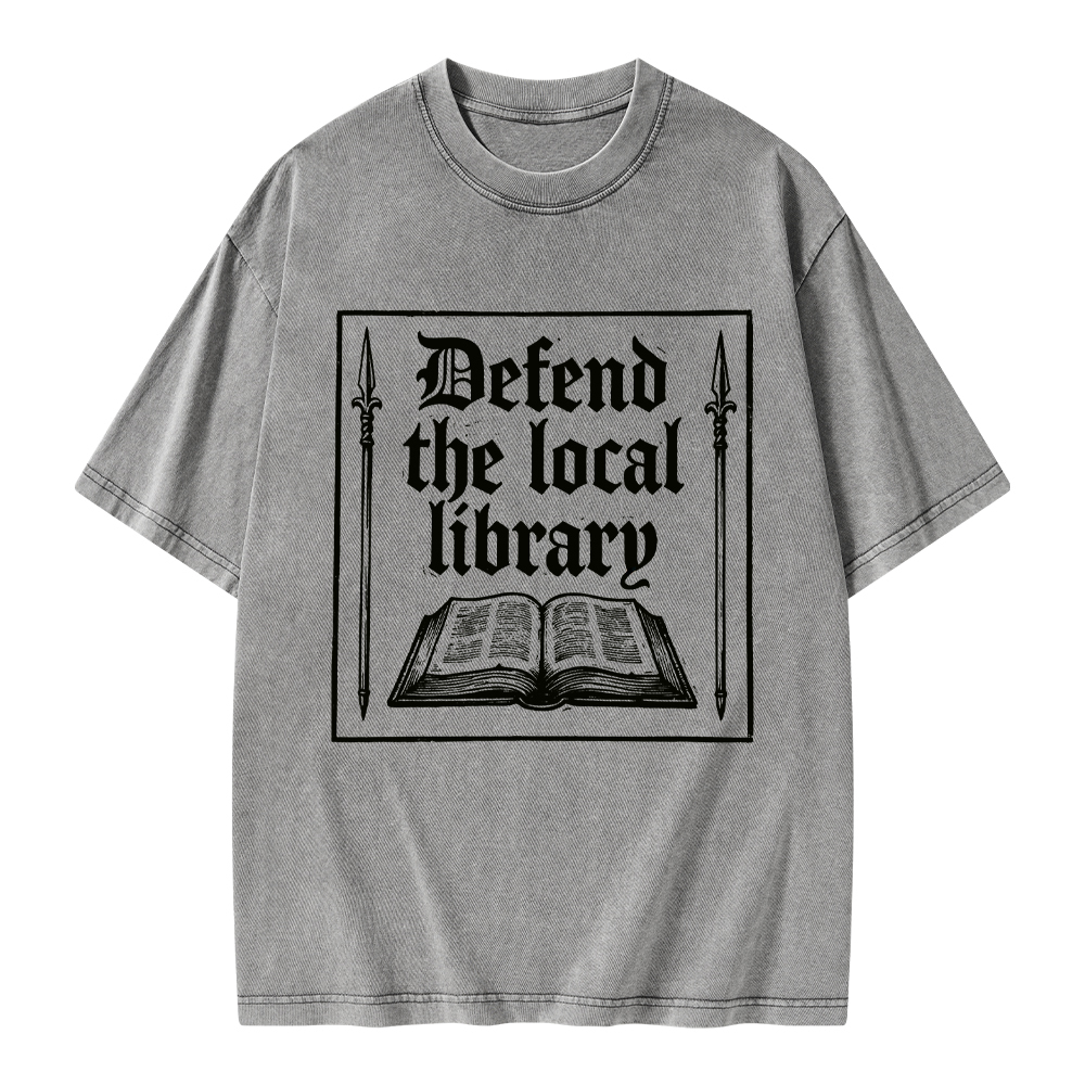 Pagewings Defend Your Local Public Library Unisex Washed T-shirt