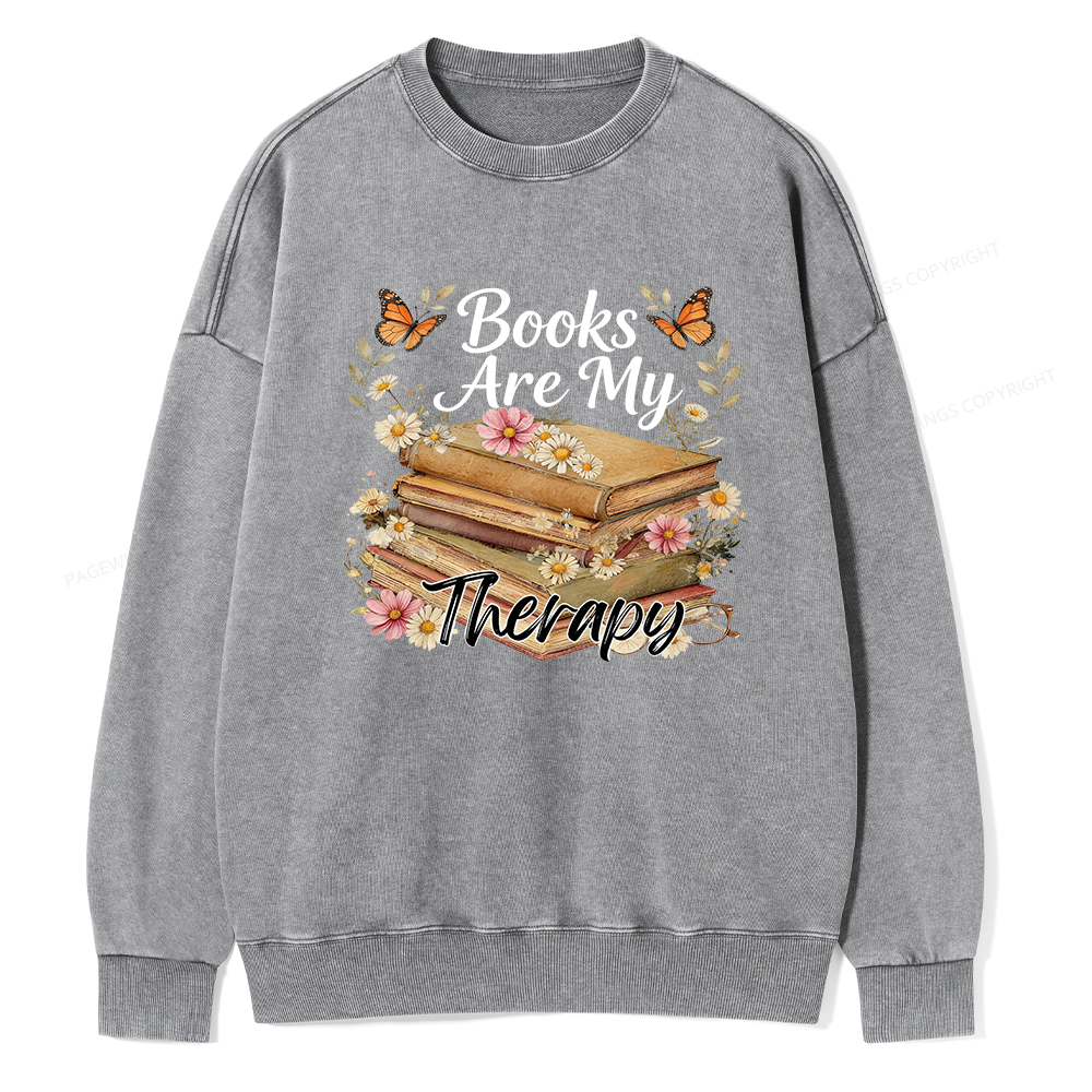 Pagewings Books Are My Therapy Unisex Washed Sweatshirt