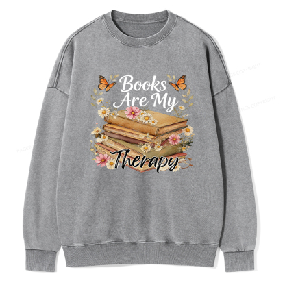 Pagewings Books Are My Therapy Unisex Washed Sweatshirt