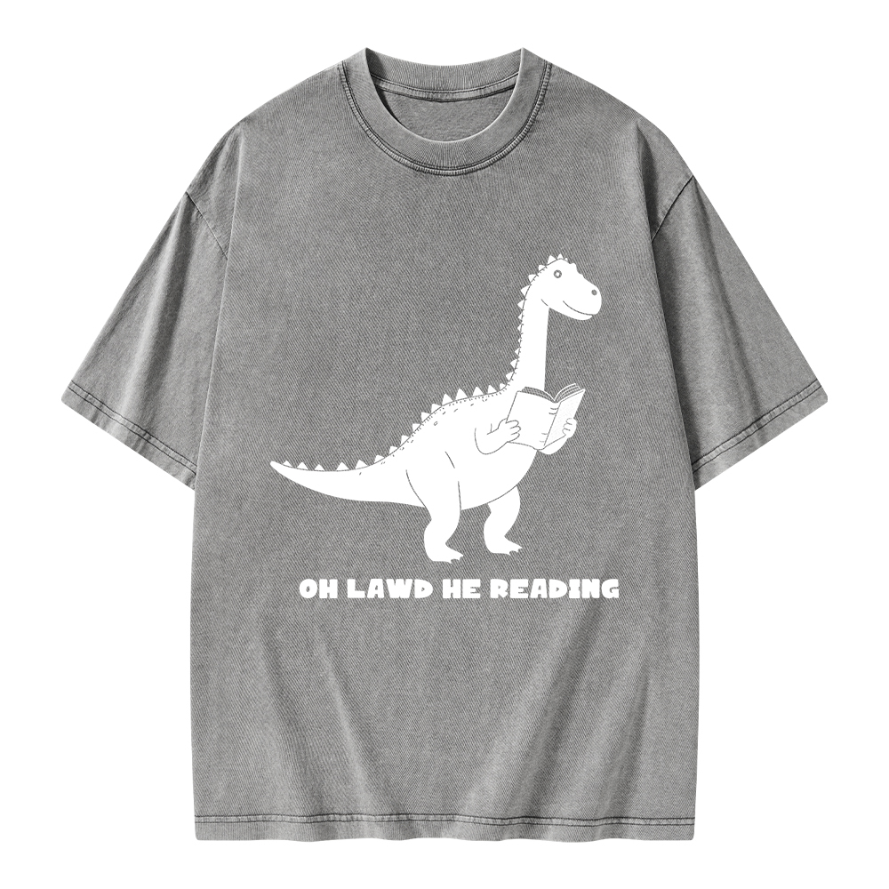 Pagewings Oh Lawd He Reading Unisex Washed T-shirt