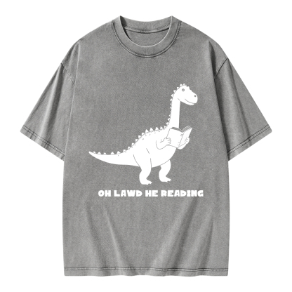 Pagewings Oh Lawd He Reading Unisex Washed T-shirt