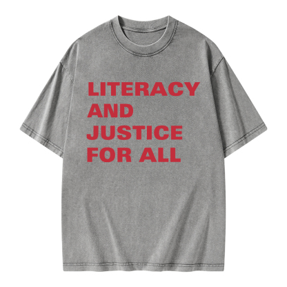 Pagewings Literacy And Justice For All Unisex Washed T-shirt