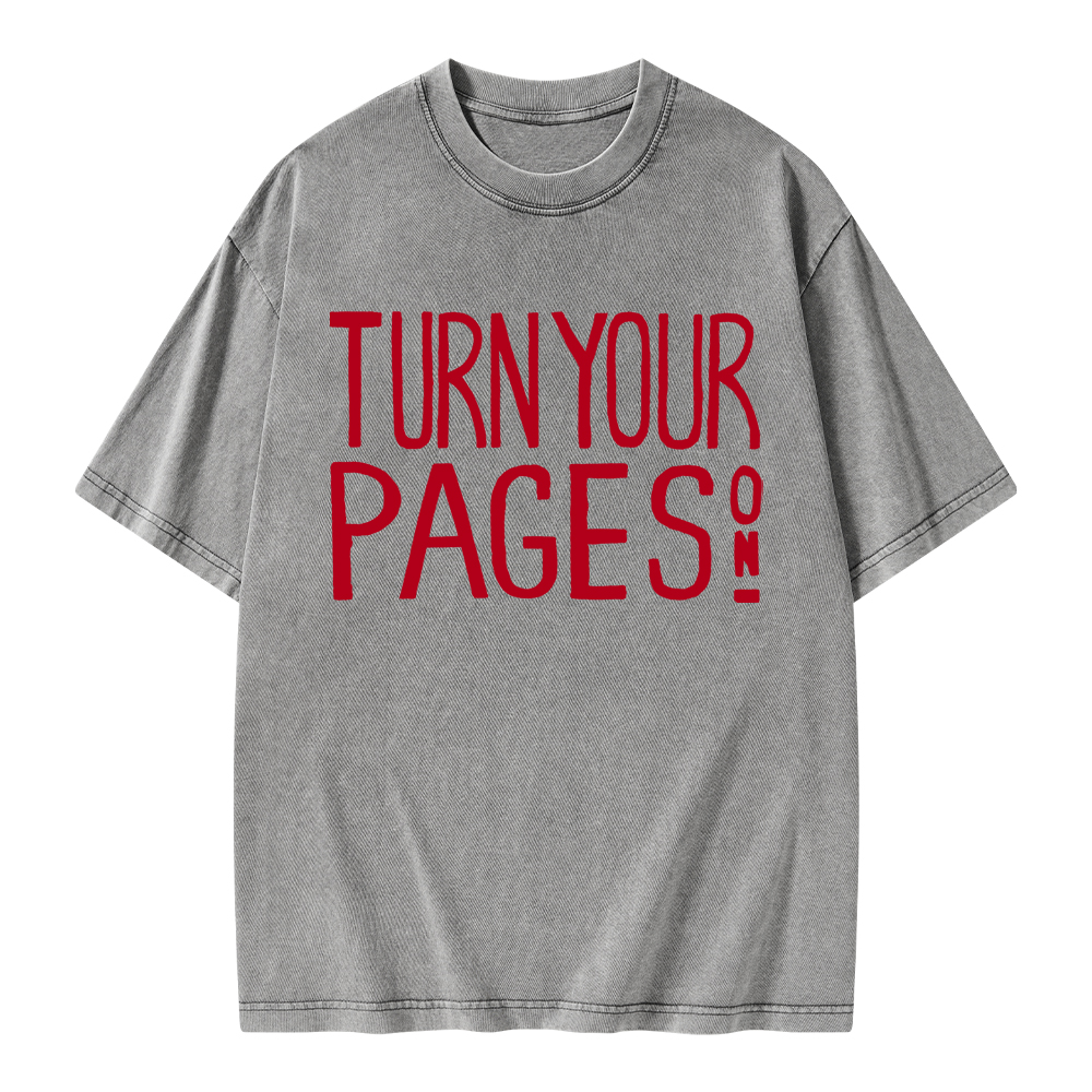 Pagewings Turn Your Pages On Unisex Washed T-shirt