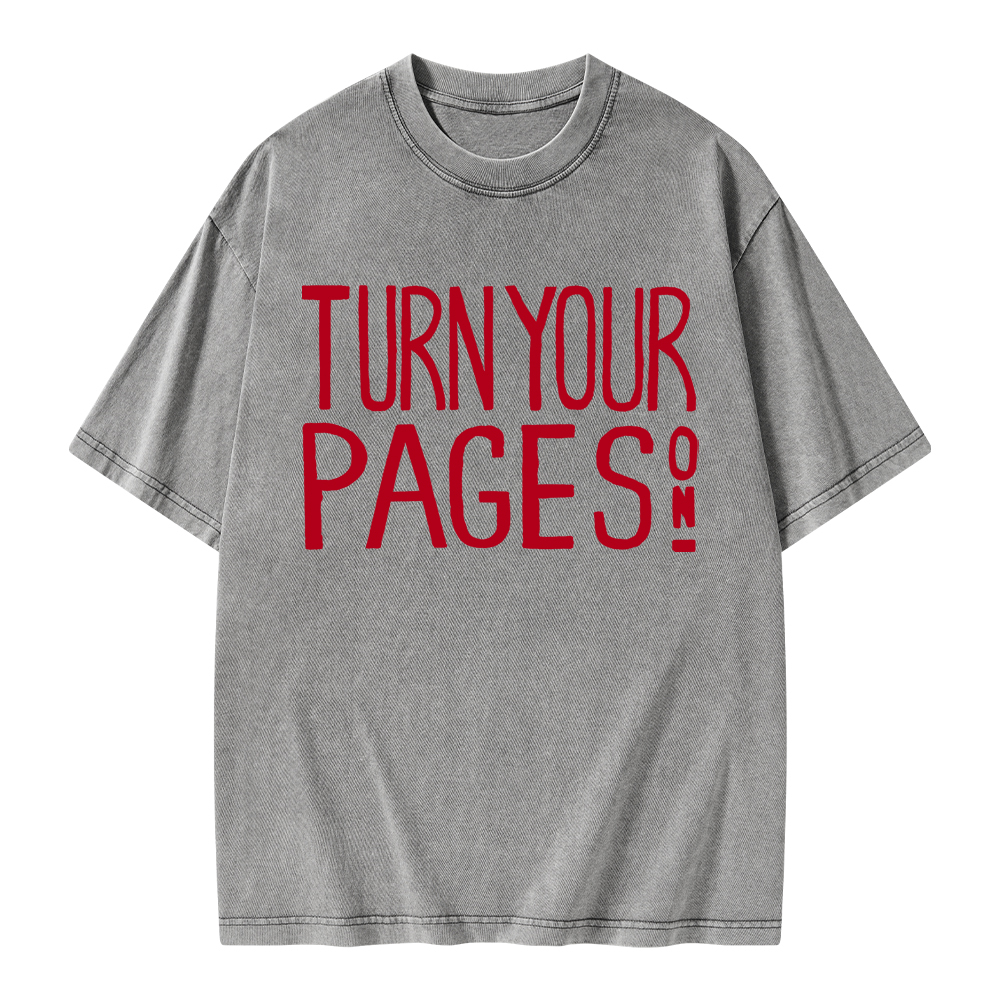 Pagewings Turn Your Pages On Unisex Washed T-shirt