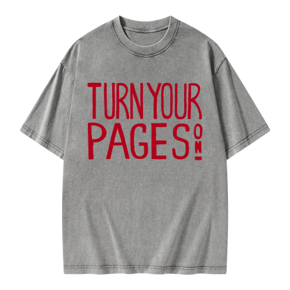 Pagewings Turn Your Pages On Unisex Washed T-shirt