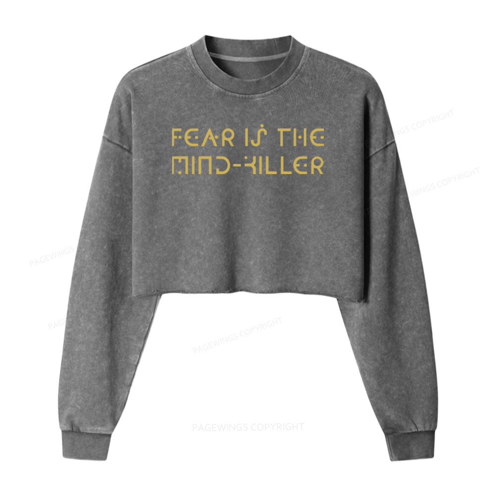 Pagewings Fear Is The Mind-Killer Washed Crop Sweatshirt