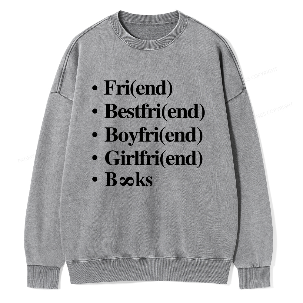 Pagewings Friends Love And Books Matter Unisex Washed Sweatshirt