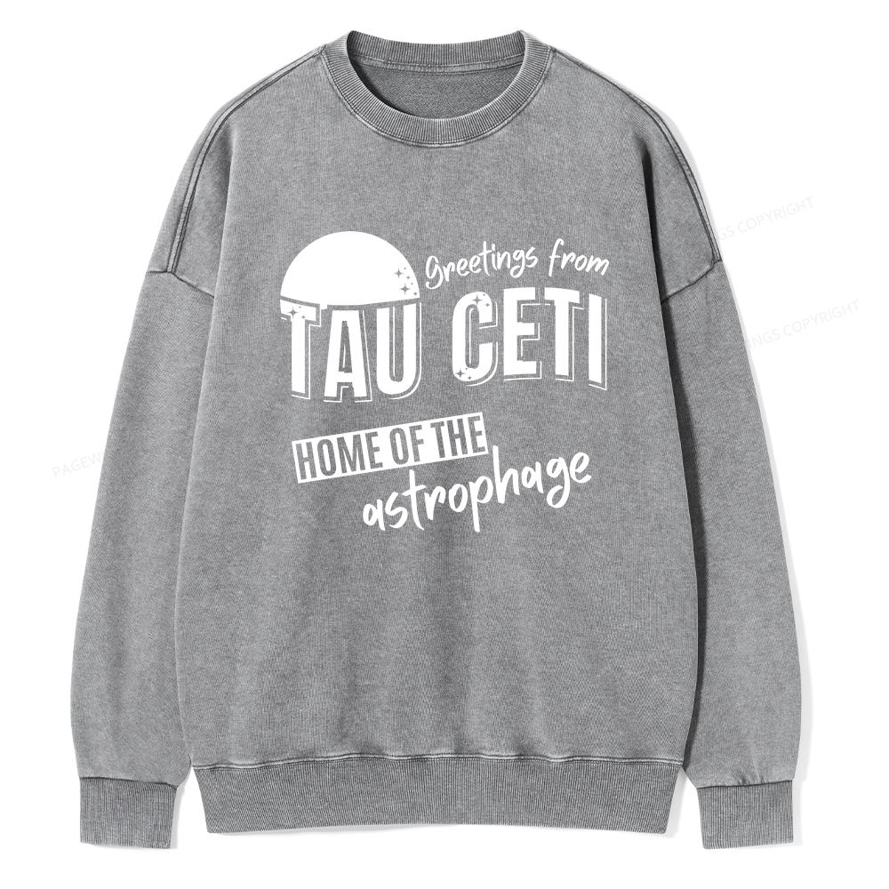 Pagewings Greetings From Tau Ceti Home Of The Astrophage Unisex Washed Sweatshirt