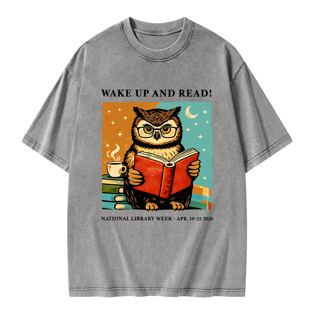 Pagewings Wake Up And Read Unisex Washed T-shirt