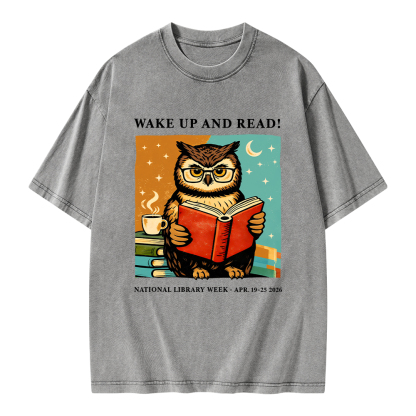 Pagewings Wake Up And Read Unisex Washed T-shirt