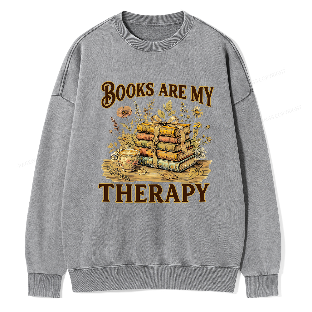 Pagewings Books Are My Therapy Unisex Washed Sweatshirt