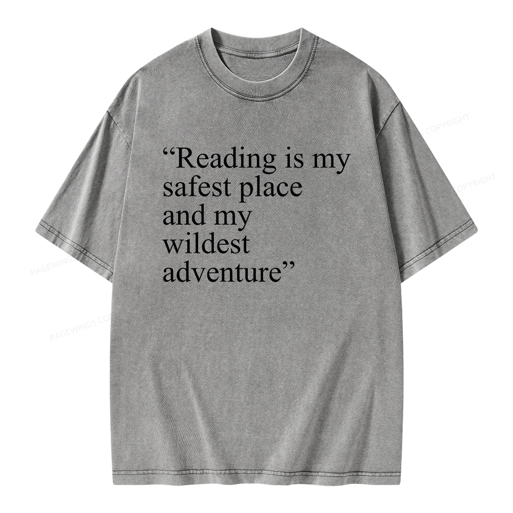 Pagewings Reading Is My Safest Place Unisex Washed T-shirt