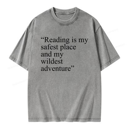 Pagewings Reading Is My Safest Place Unisex Washed T-shirt