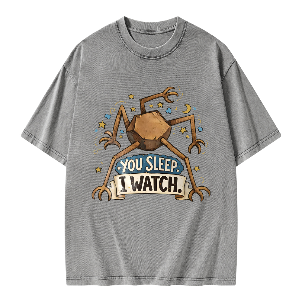 Pagewings You Sleep I Watch Unisex Washed T-shirt