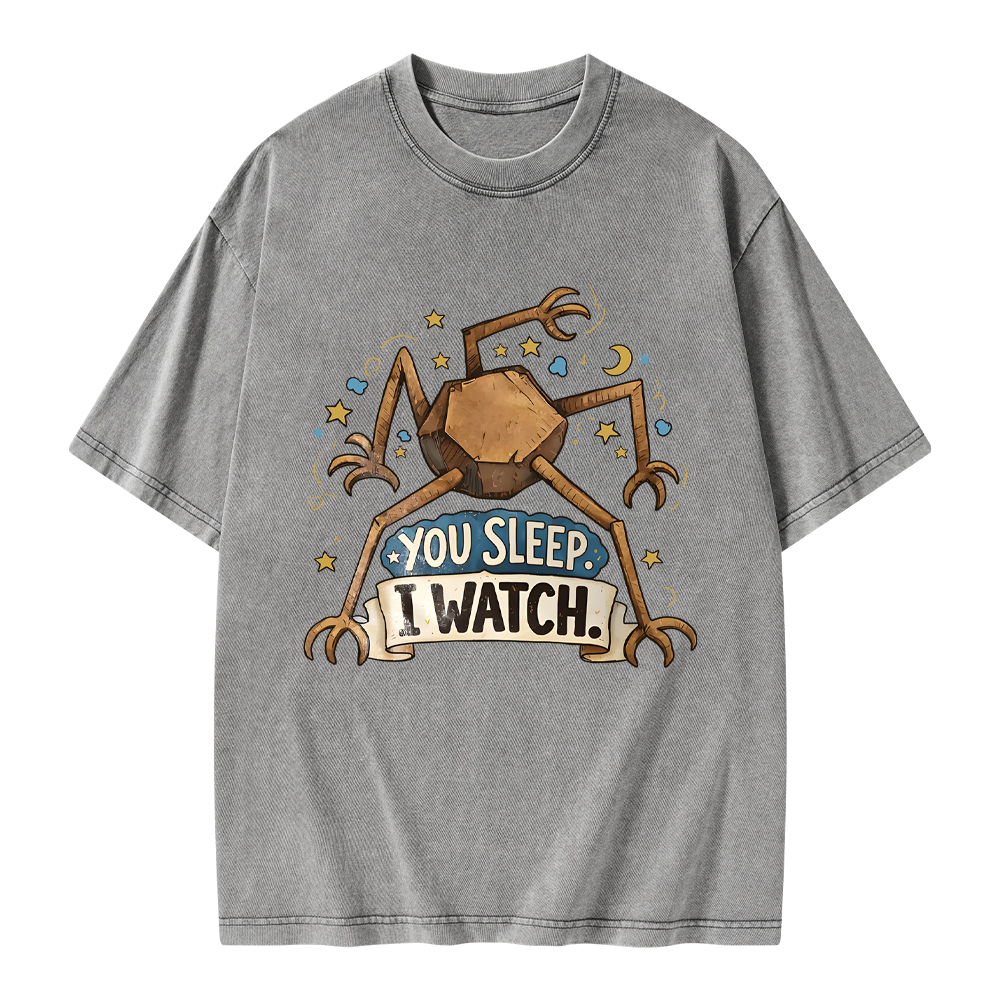 Pagewings You Sleep I Watch Unisex Washed T-shirt