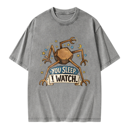 Pagewings You Sleep I Watch Unisex Washed T-shirt