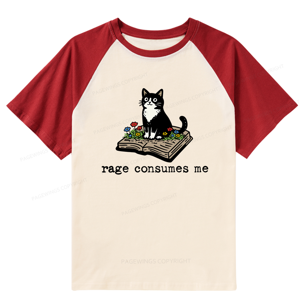 Pagewings Rage Consumes Me Raglan T-shirt