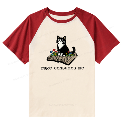 Pagewings Rage Consumes Me Raglan T-shirt