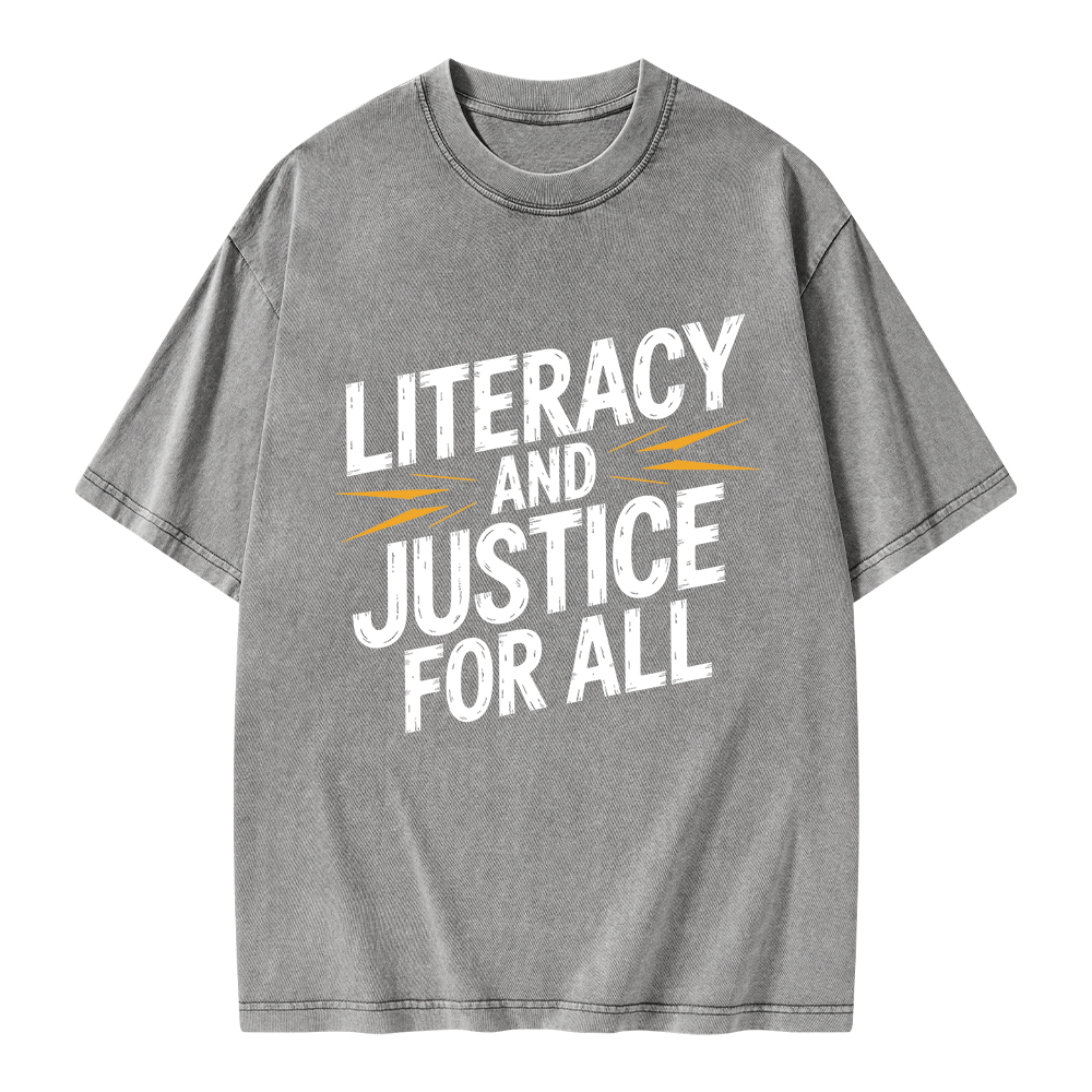 Pagewings Literacy And Justice For All Unisex Washed T-shirt