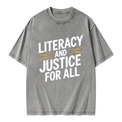 Pagewings Literacy And Justice For All Unisex Washed T-shirt