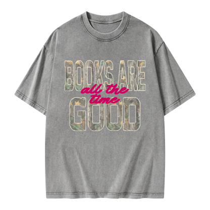 Pagewings Books Are Good All The Time Unisex Washed T-shirt