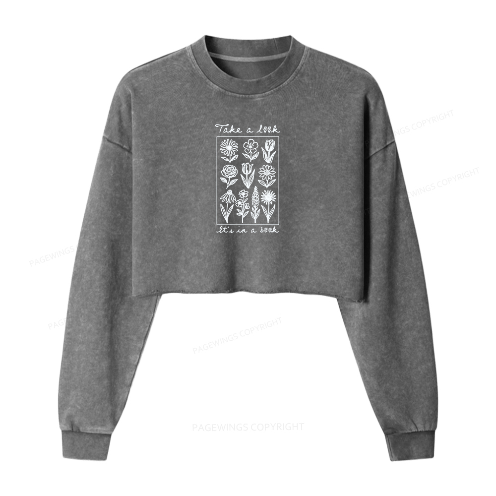 Pagewings Take A Look It’s In A Book Washed Crop Sweatshirt
