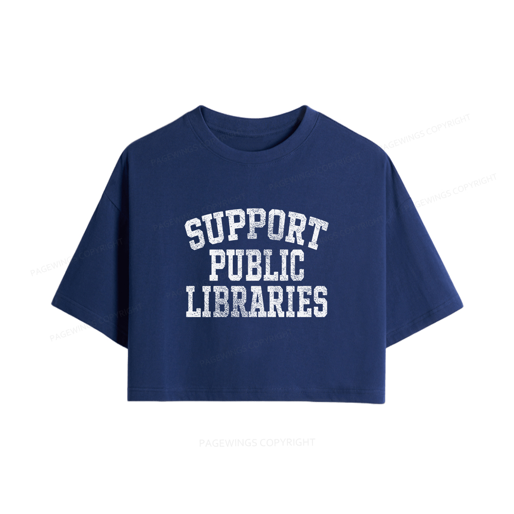 Pagewings Support Public Libraries Women Crop Tops
