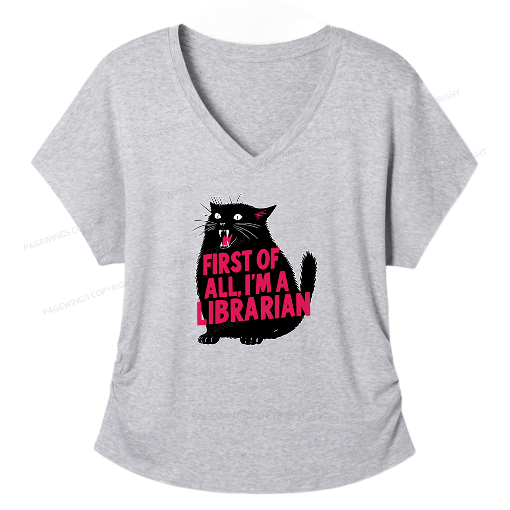 Pagewings First of All I'm a Librarian Soft Women's Modal V-neck T-shirt  
