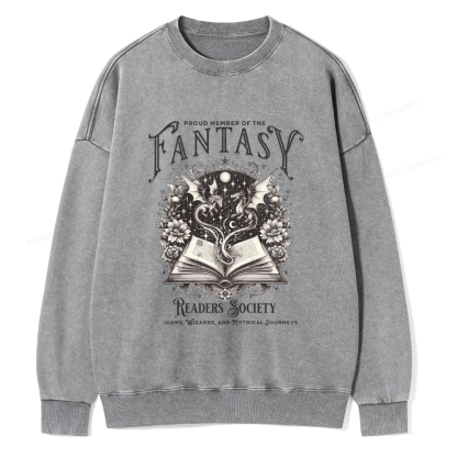 Pagewings Fantasy Readers Society Unisex Washed Sweatshirt