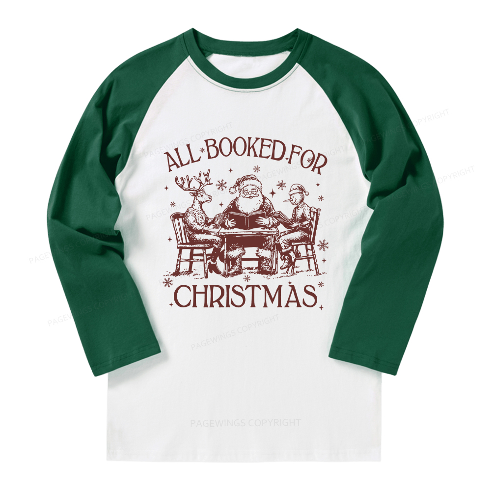 Pagewings Retro All Booked For Christmas Long Sleeve Raglan T-shirt