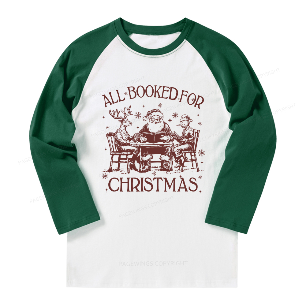 Pagewings Retro All Booked For Christmas Long Sleeve Raglan T-shirt