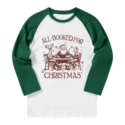 Pagewings Retro All Booked For Christmas Long Sleeve Raglan T-shirt