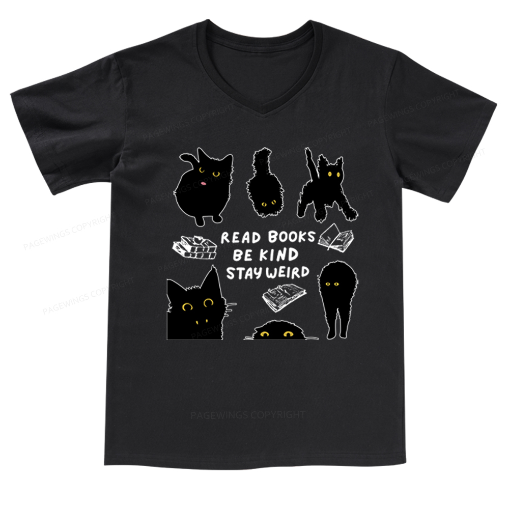 Pagewings Read Books Be Kind Stay Weird V-neck T-shirt