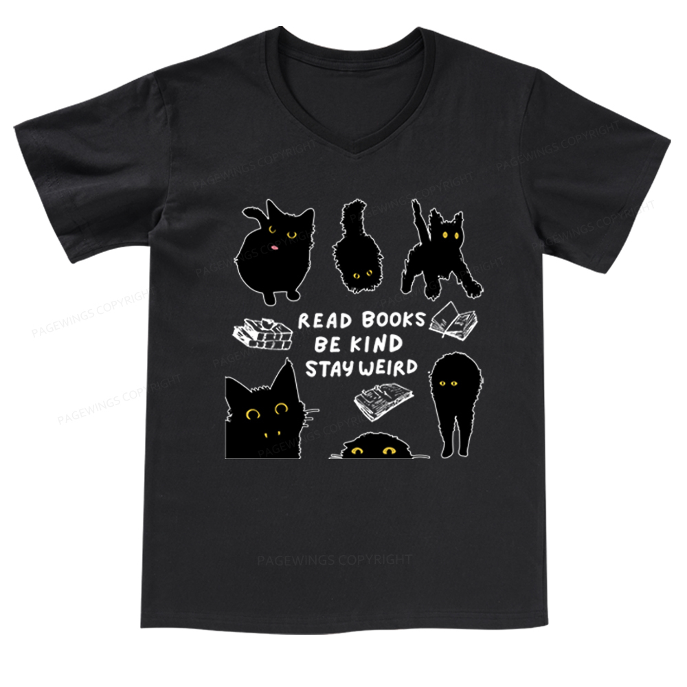 Pagewings Read Books Be Kind Stay Weird V-neck T-shirt