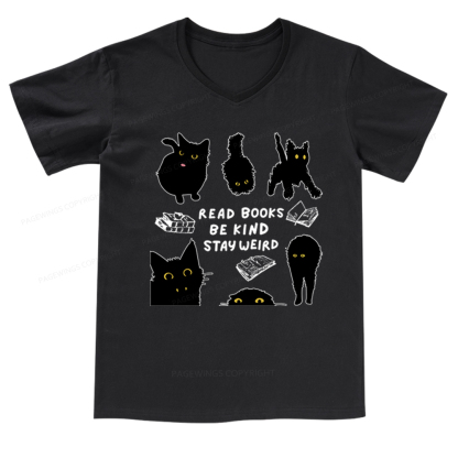 Pagewings Read Books Be Kind Stay Weird V-neck T-shirt