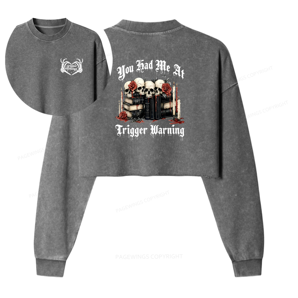 Pagewings Dark Romance Smut Washed Crop Sweatshirt