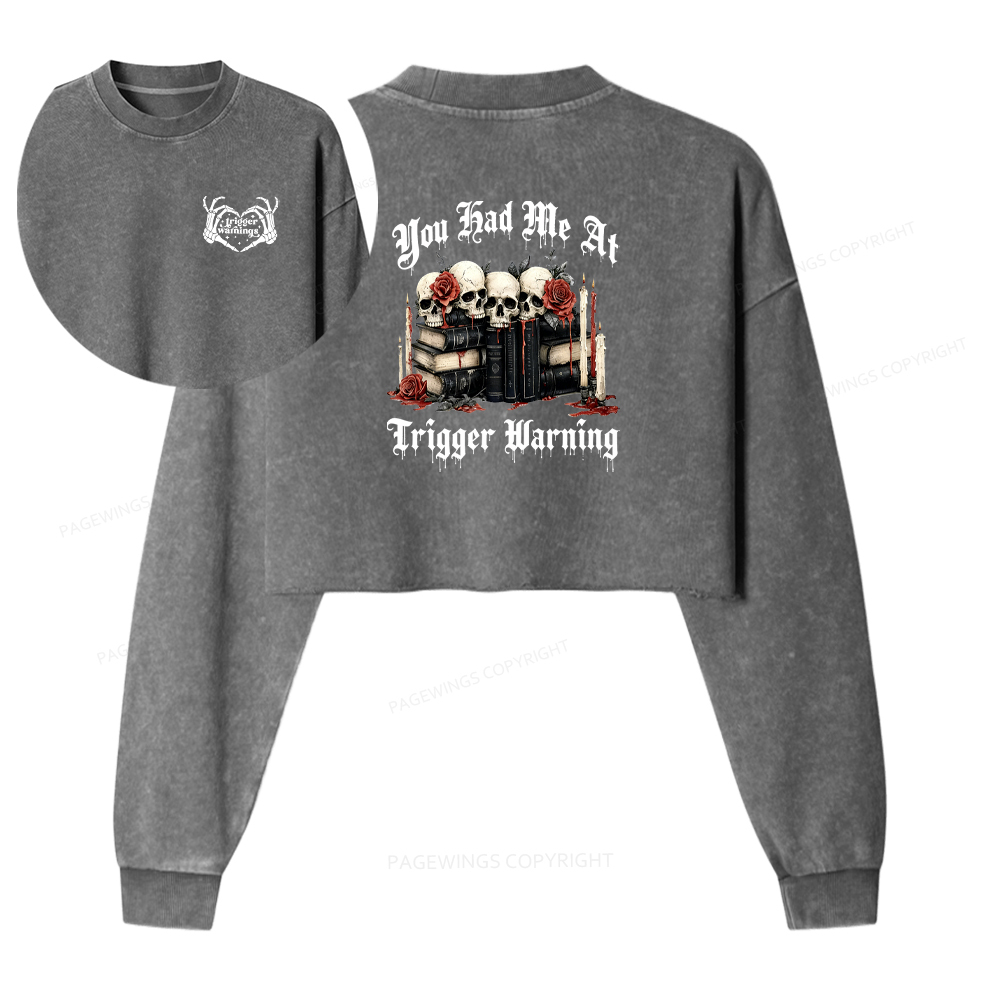 Pagewings Dark Romance Smut Washed Crop Sweatshirt