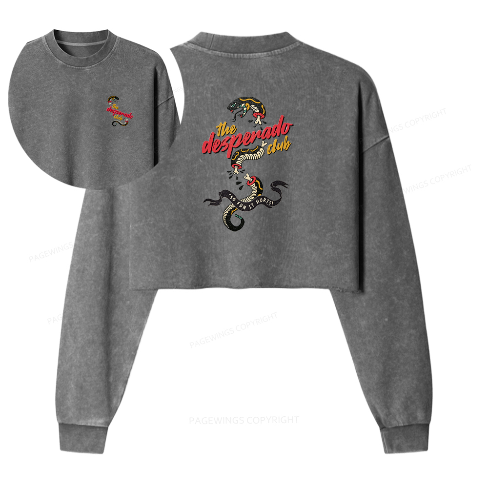 Pagewings The Desperado Club Washed Crop Sweatshirt