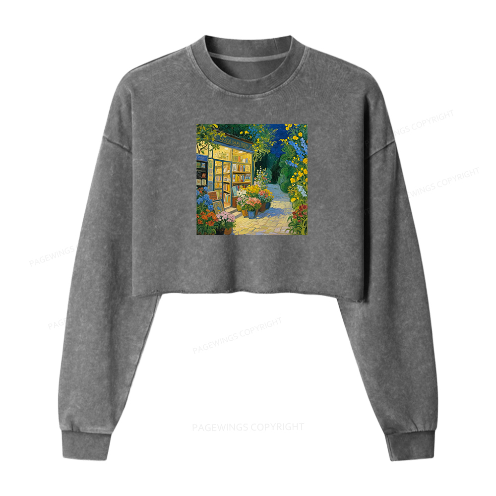 Pagewings Bookshop Washed Crop Sweatshirt