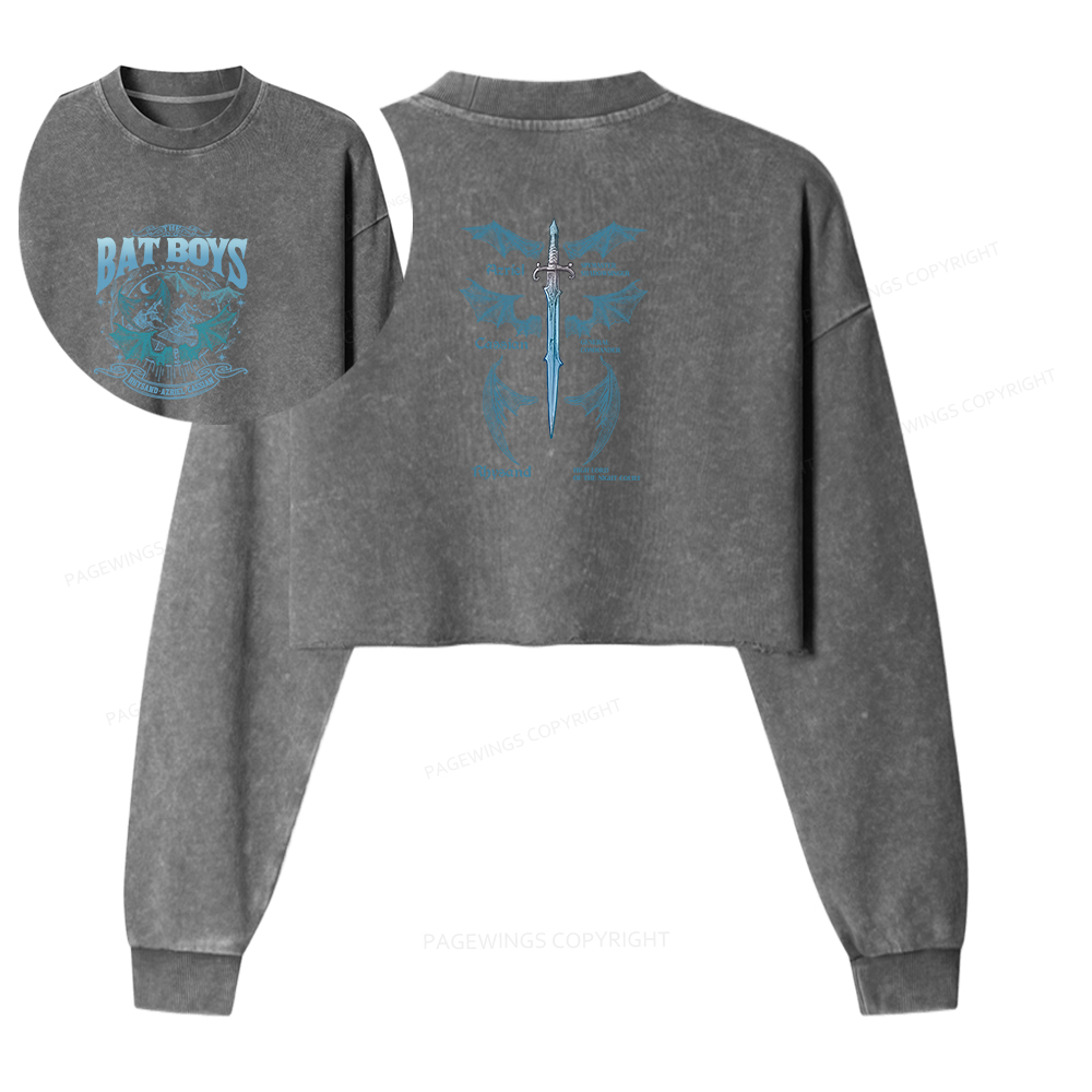 Pagewings Bat Boys Washed Crop Sweatshirt