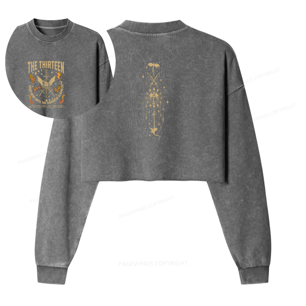Pagewings The Darkness Claims Us Washed Crop Sweatshirt